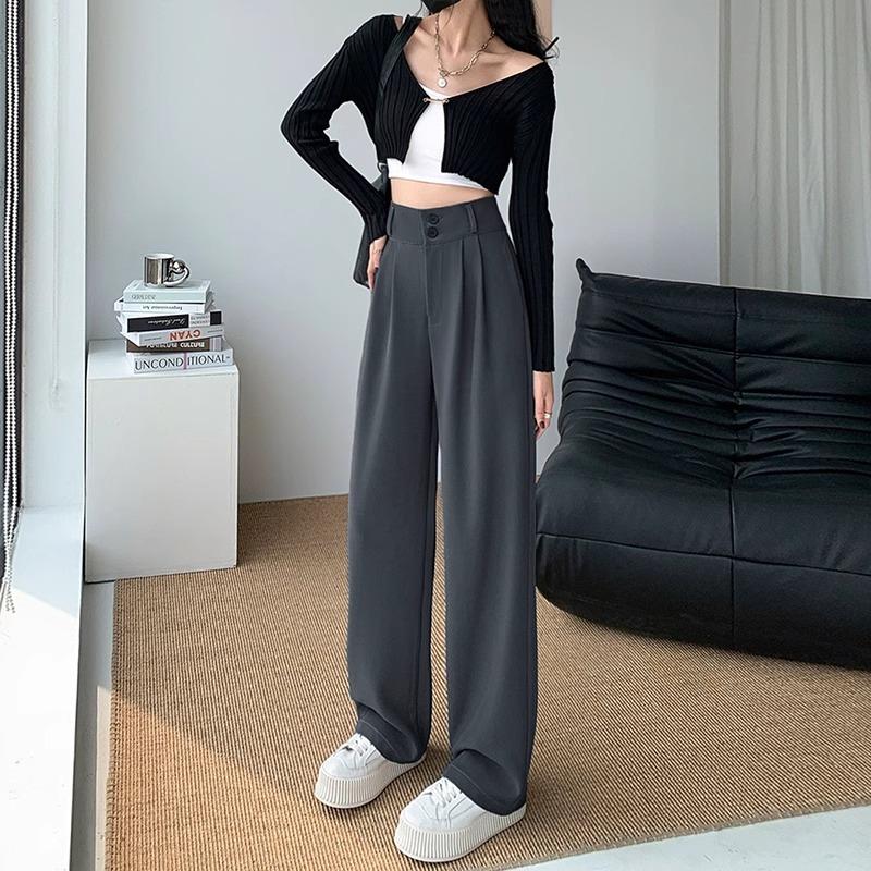 Wide-leg Casual Pants Women's Spring and Autumn New High-end Straight-down Suit Pants