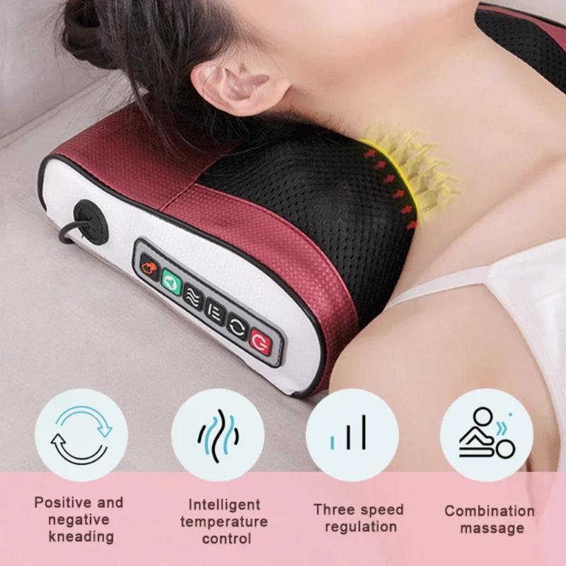 Home Hot Compress Shoulder, Neck, Waist, Back Kneading Massager Multifunctional Sitting and Lying Back Cervical Massage Pillow