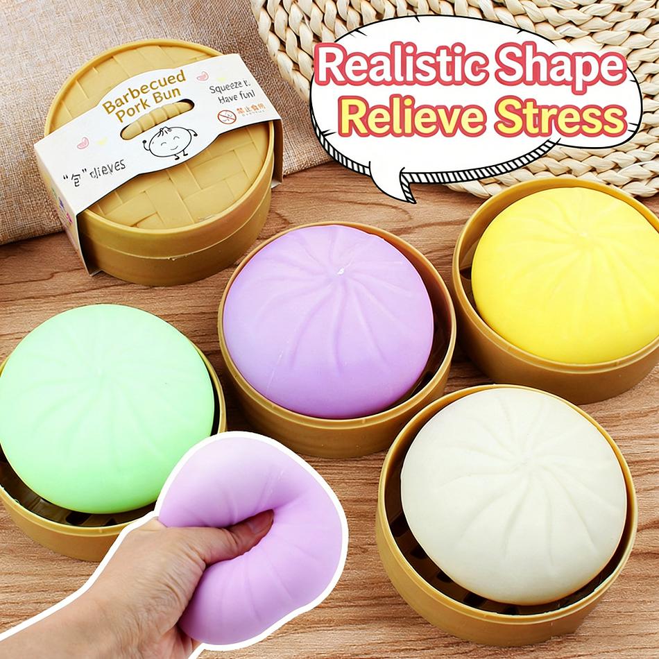 Lifelike Oversized Dumpling Squeeze Toy With Bamboo Steamer Soft Slow Rising Sensory Squeeze Toy For Anxiety Stress Relief Fidget Toy