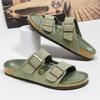 Neue Luxus Herren Sommer Doppelgürtelschnalle Kork Pantoletten Kühl Atmungsaktiv Rutschfest Outdoor Trendige Strandschuhe