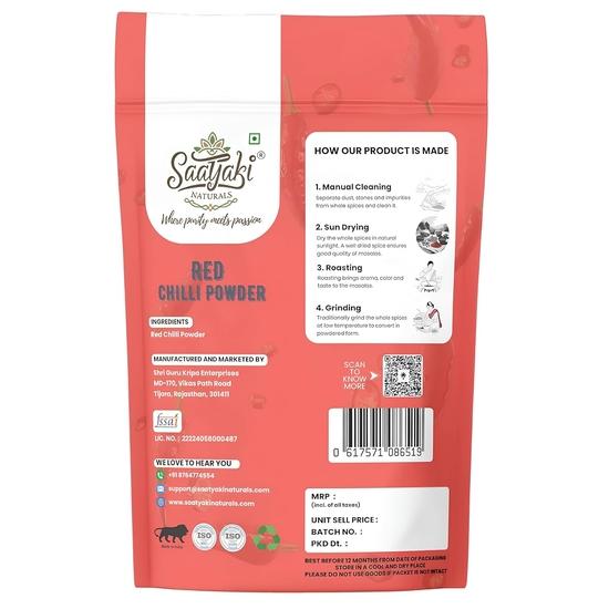 Saatyaki Naturals Organic Red Chilli Powder - 400gm |Hot & Spicy Lal Mirch Powder |  Freshly Grounded Red Pepper for Cooking, Pickles