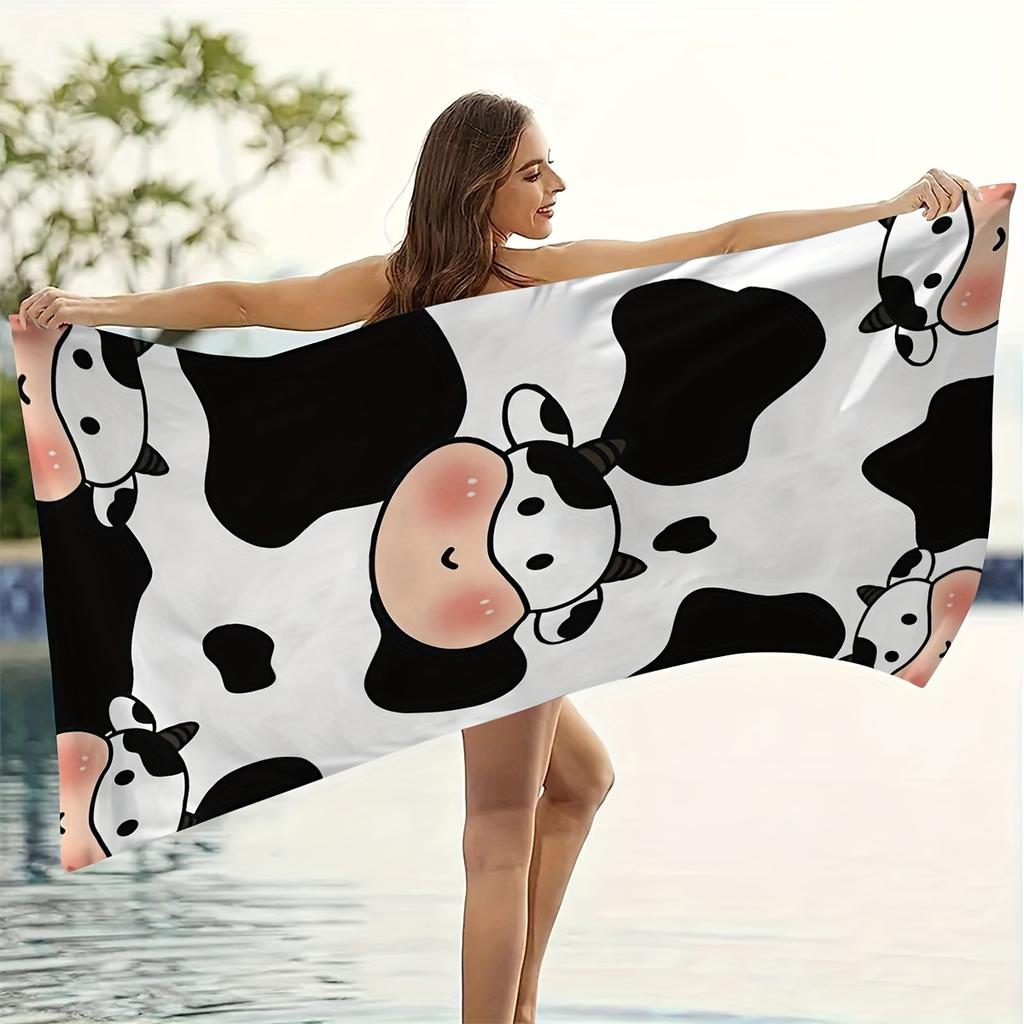 Cute Cow Print Bath Towel - Ultra Soft, Quick Dry, Breathable, Comfortable Design, Perfect for Summer Vibes and Beach Days