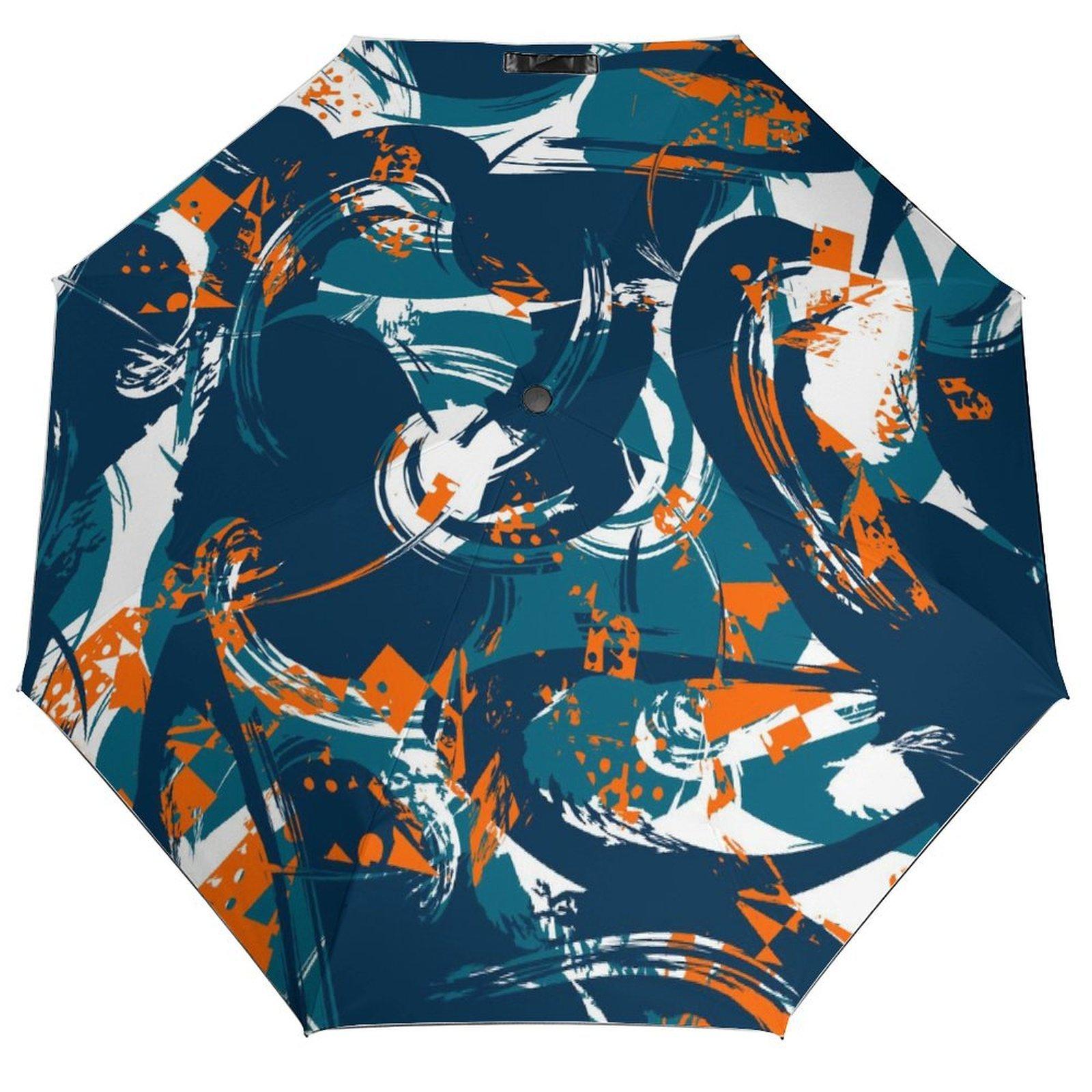 

1 шт. Автоматический зонт со стабильным каркасом и водонепроницаемым покрытием для комфорта в ежедневных поездках с граффити-принтом чёрный