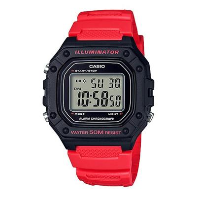Standard Digitaluhr W-218H-4BV Unisex Rot Günstiges Casio Importmodell