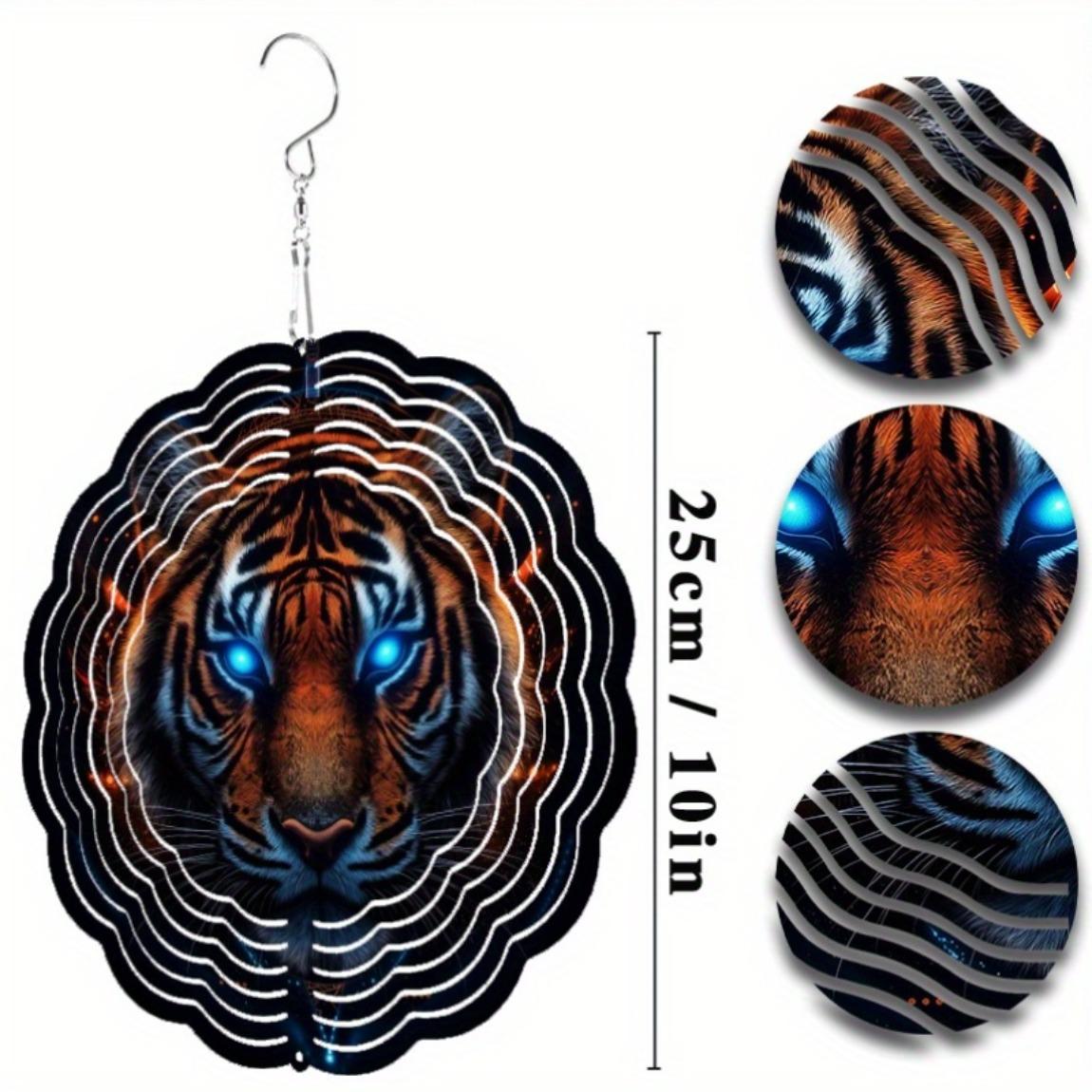 

10-дюймовый подвесной ветряной спиннер «Фэнтези Тигр» с крючком, вращающимся на 360 градусов, вращающаяся ветряная музыка для весенне-летнего декора сада, балкона 01A