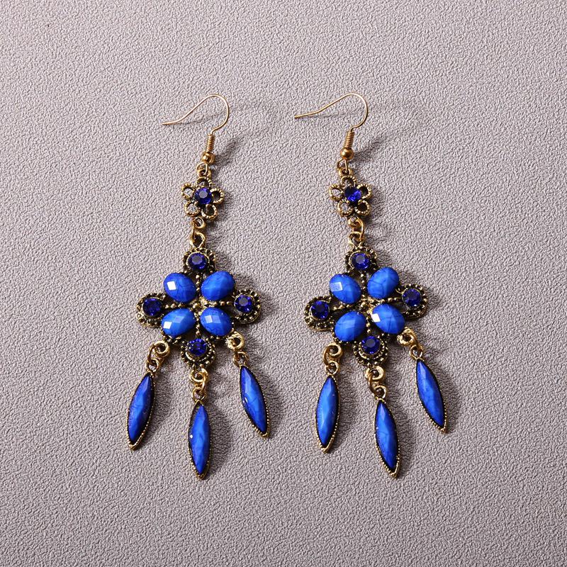 Bohemian Turquoise Owl Dream Catcher Tassel Earrings for Women