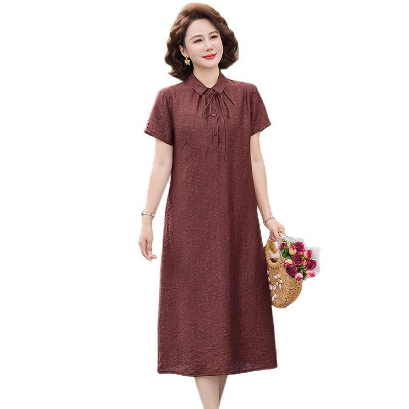 2026 Summer New Arrival: Chinese Style Plus Size Short Sleeve Dress for Middle-Aged and Elderly Women