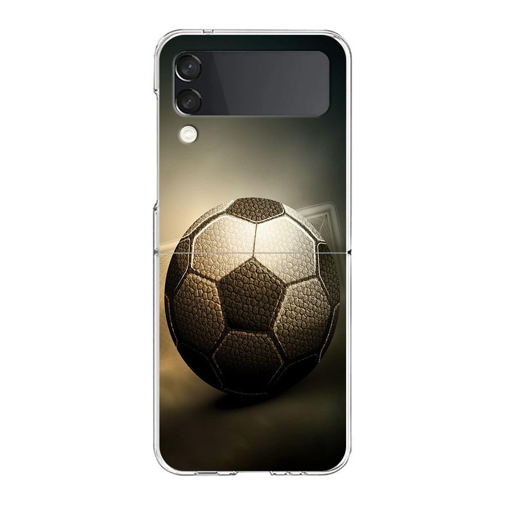 Football Sport Hard PC Phone Case For Samsung Galaxy Z Flip 6 5 4 Transparent Cover For Galaxy Z Flip 3 Shockproof Fundas Capas