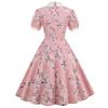 Women's Clothing New Product Stand-up Collar Doll Collar Short-sleeved Classical Temperament Retro Medium and Long Printed Dress
