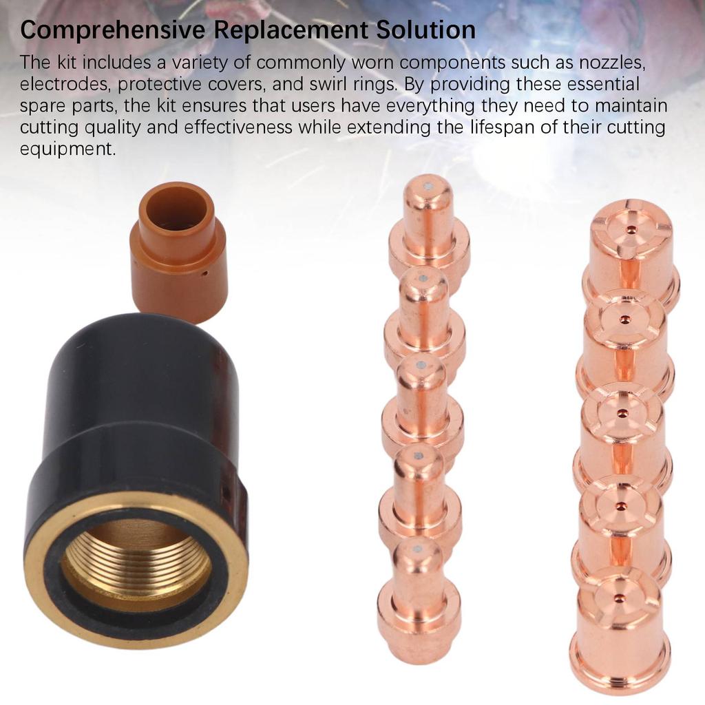 12-teiliges Set Plasma-Schneidgerät Elektroden Düsen Kappen Kit Plasma-Schneidbrenner Elektroden Düsen und Kappen für CB50