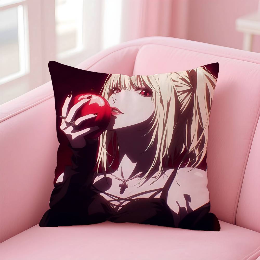 Anime D-DeathNote M-Misa Amane Kissenbezug Milbenabweisender Kissenbezug Unsichtbarer Reißverschluss Seidig kurzer Plüsch Sofakissenbezug