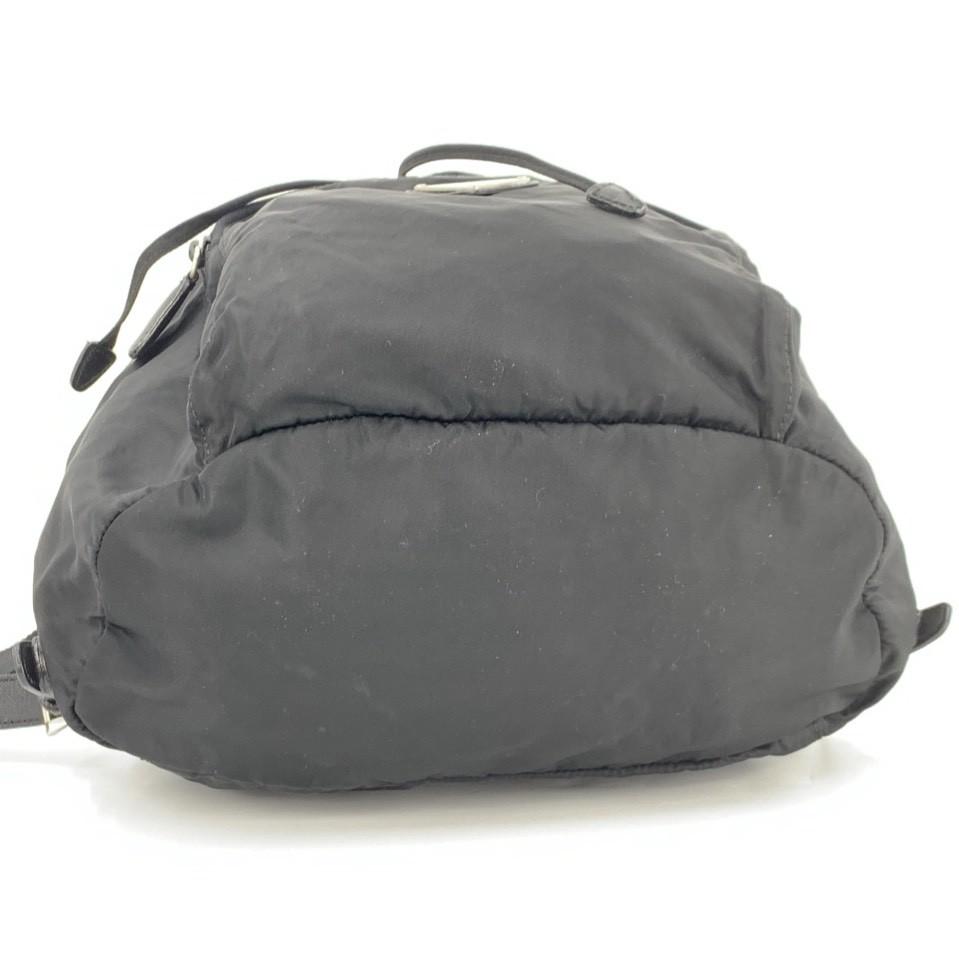 PRADA Tessuto Nylon Backpack Rucksuck Daypack Drawstring Leather B4650F Black Triangle Logo Plate