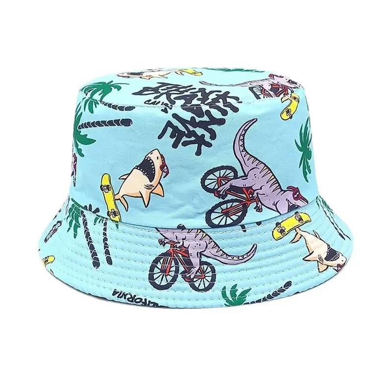 

Spring and Summer Polyester Cartoon Print Bucket Hat Outdoor Travel Sun Cap For Child Boy and Girl 76 52-54cm wear небо синє кольору