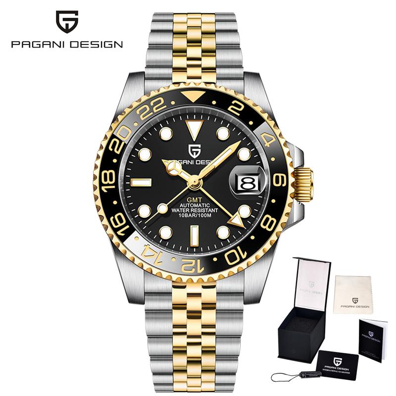 Pagani Designs New GMT Men's Mechanical Watch Luxury Sapphire Stainless Steel Ceramic Bezel Business Men's Automatic Watch