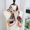 Orange Double-Sided Medium Square Scarf - European & American Style, 70cm Silk Wool Blend, Perfect for Outerwear & Live Stream Fashion.