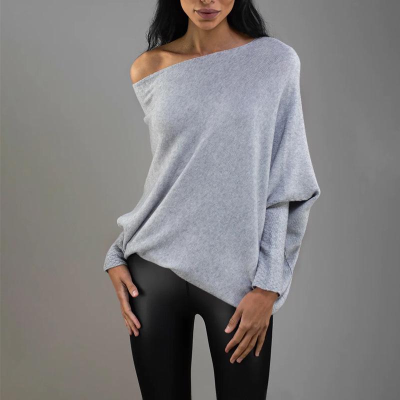 Solid Color Round Neck Ruched Pullover - European & American Style, Long Sleeve, Comfortable Knit