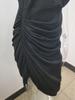 2023 Women's Solid Color One-Shoulder Ruffled Evening Gown with Sexy Slit