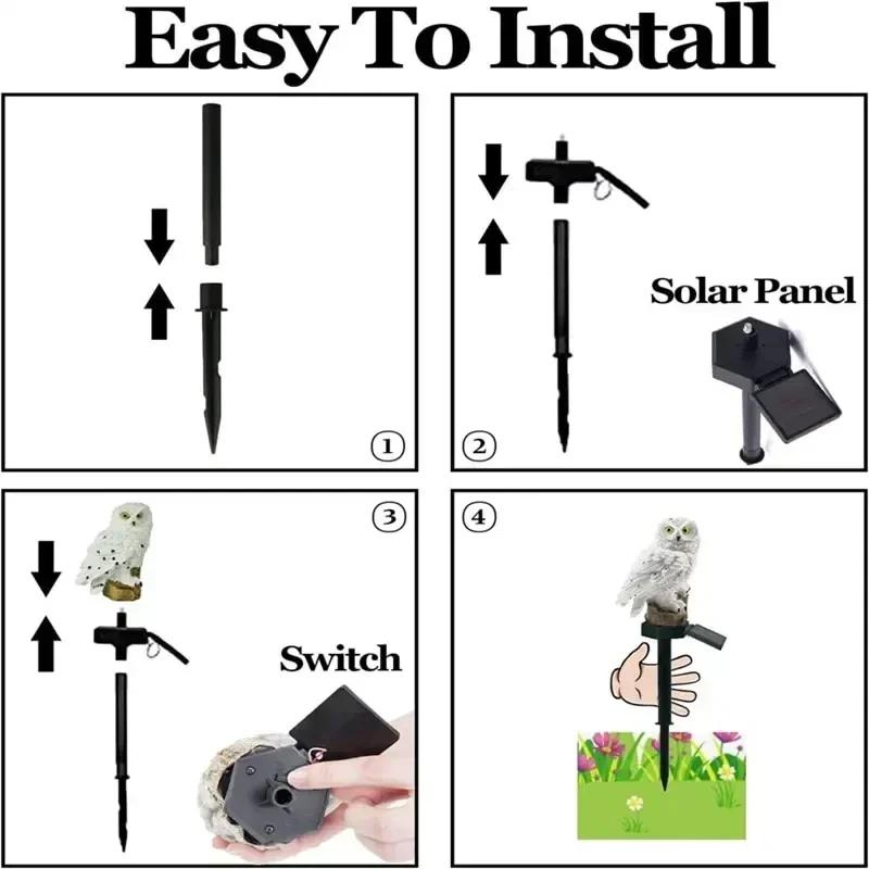 Solární lampa Sova Zvíře Solární zahradní světla Solární solární LED světlo Venkovní zahradní dekorativní lampa Vodotěsná solární světla
