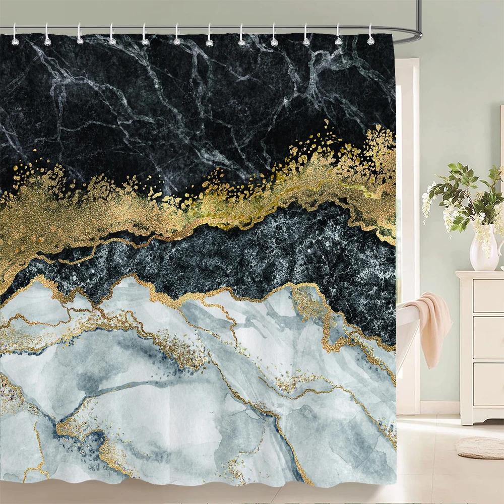 Pink and Gold Star Glitters Shower Curtain Abstract Art Modern Bathroom Curtains Geometric Pattern Bath Curtain Bathroom Decor