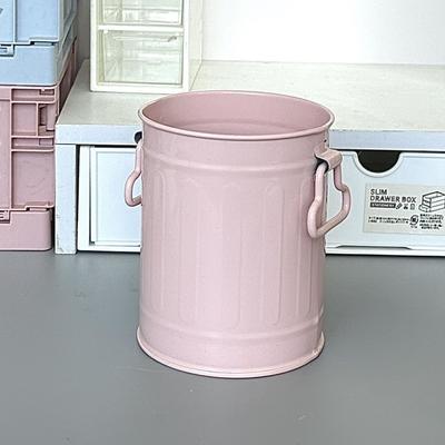 Simple Wind Storage Small Iron Bucket Wrought Iron Pencil Holder Plant Green Plant Tin Cylinder Flower Bucket for Decoration