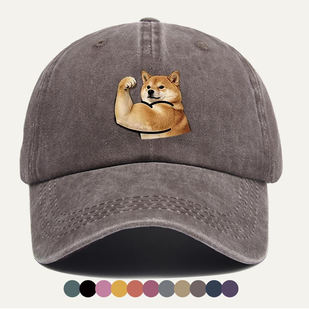 pc Shiba Inu Muscle Arm Fun Print Baseball Cap Individual Trendy Duckbill Hat Adjustable Size Fashion Street Style Headwear