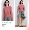 Women's Thick 100% Wool Raglan Sleeve Round Neck Sweater - Loose Knit Long Sleeve Pullover for Autumn/Winter