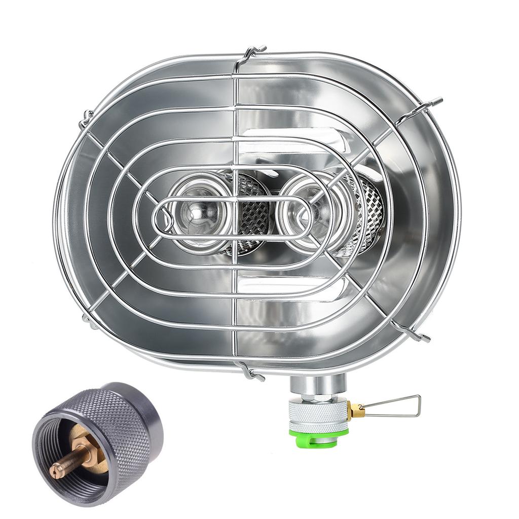 Double Head Outdoor Heater Portable Infrared Ray Camping Heating Stove Warmer Heating Gas Stove with Gas  Adapter Heater