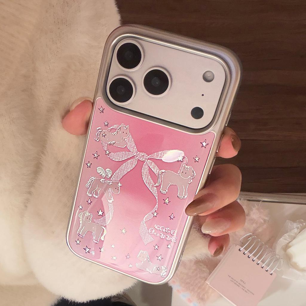 Gilt 17 Mobile Phone Case Iphone17promax Apple 16 Suitable for 14 Pink Bow Pony High-quality Mobile Phone Case