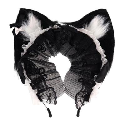 Soft Plush Cats Ear Headbands With Ribbon Accent Fashion Hair Accessory Suitable For Adults Children Costuming
