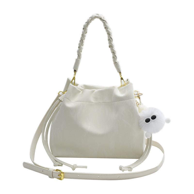 IELGY Solid Color Messenger Bag Fashion Drawstring Bucket Bag