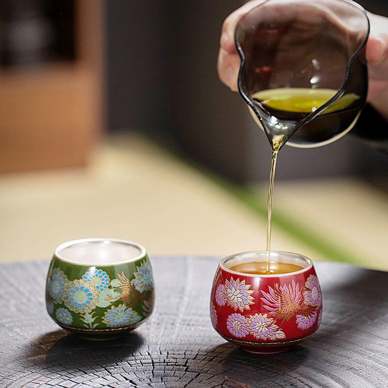 Chaxun Vintage Enamel Silver-Plated Tea Cup Set