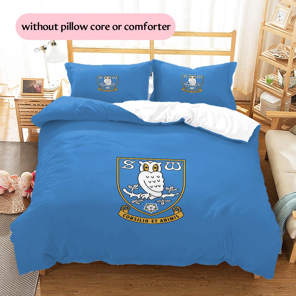 Sheffield Wednesday F.C Pattern Bedding Quilt Set Home Decoration Gift (1 * Duvet Cover + 2 * Pillowcase Without Core)