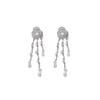 Silver Needle Luxury Rhinestone Flower Tassel Stud Earrings – High-End Fashion Accessory for Women