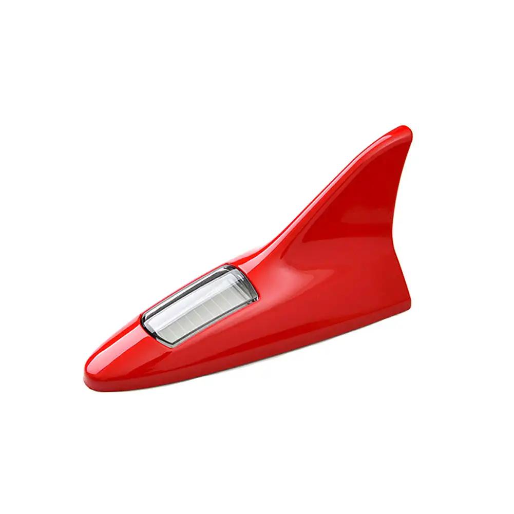Universal LED Light Car Shark Fin Antenna Roof Tail Modification Alarm with Solar Power Driving Safety Warning Shark Radio