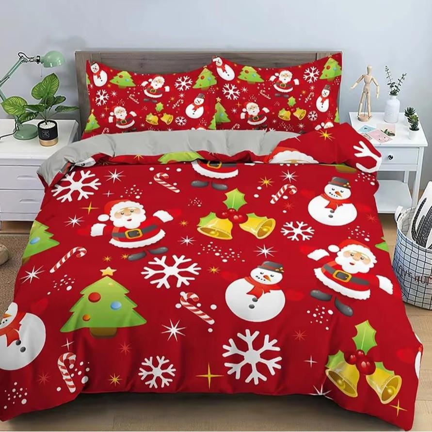 Christmas Snowman Down Comforter Set Bedding Set 3-piece Duvet Cover Set