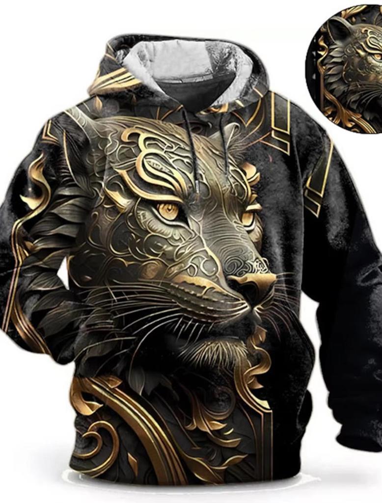 2025 Trendy 3D Animal Print Casual Hoodie - European & American Street Style