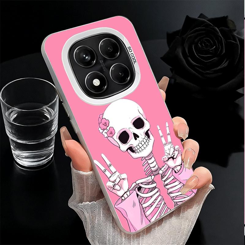 Pink Style Skull Witch Soft Phone Case for Xiaomi Redmi Note 13 14 15 Pro Plus 12S 12 11S 11 11T 10S 10 Shockproof Cover Back Sh