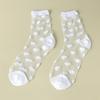 2 Pairs Women Heart Stripe Polka Dots Pattern Sheer Silk Socks Spring Summer Breathable Thin Transparent Crew Socks