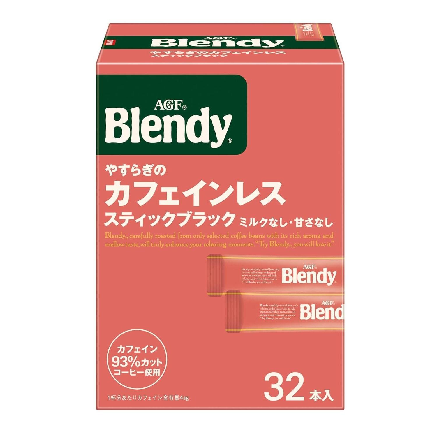 AGF Blendy Stick Black Decaffeinated Relaxation 32 Sticks Coffee Soluble Water