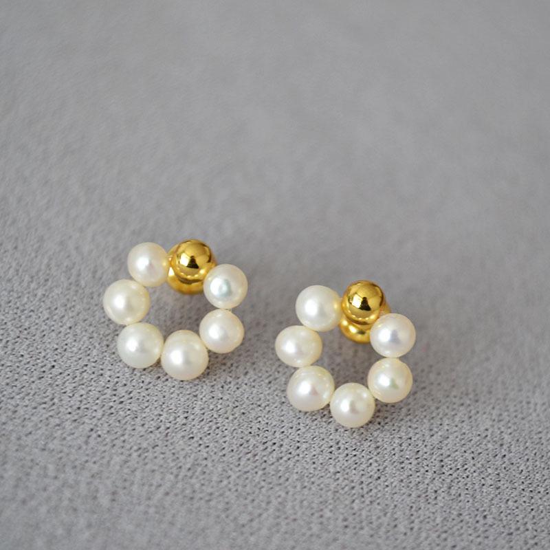 

Серьги-пусеты из пресноводного жемчуга в японском и корейском стиле, серебро 925 пробы