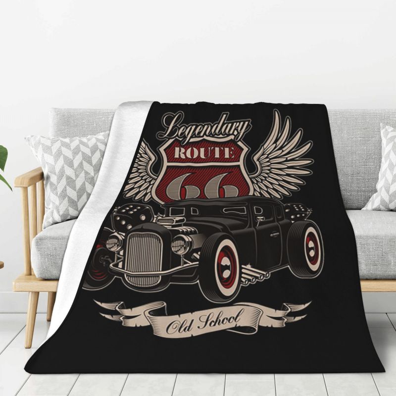 Custom 3D Print Motorcycle Ride Route 66 Blankets Comfortable Flannel Winter US Numbered Highways Throw Blanket Home Bedroom