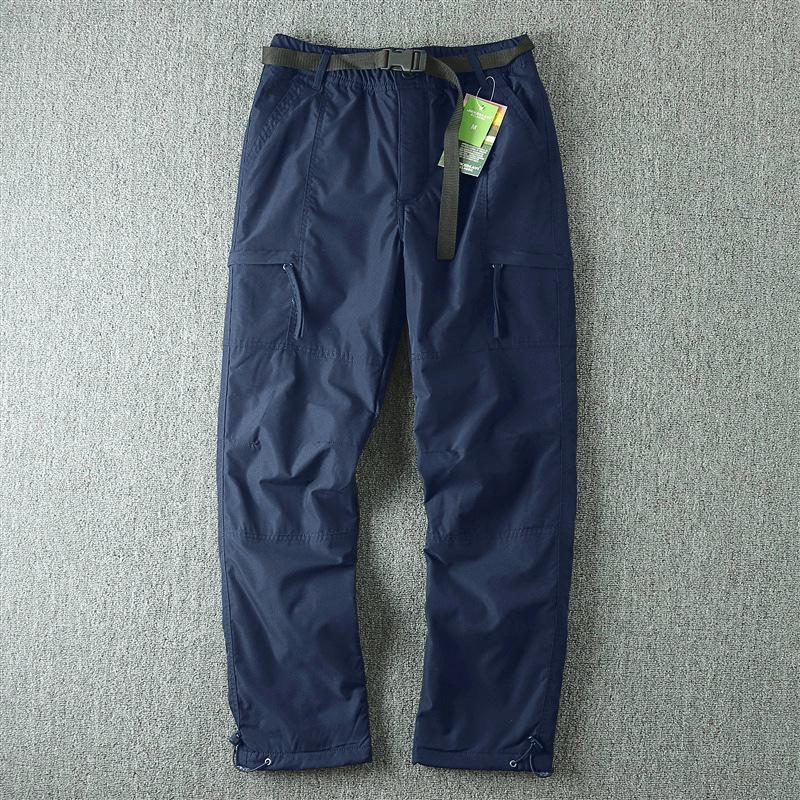 Pantalon d'extérieur imperméable et coupe-vent doublé polaire pour homme, coupe droite décontractée avec plusieurs poches pour l'hiver