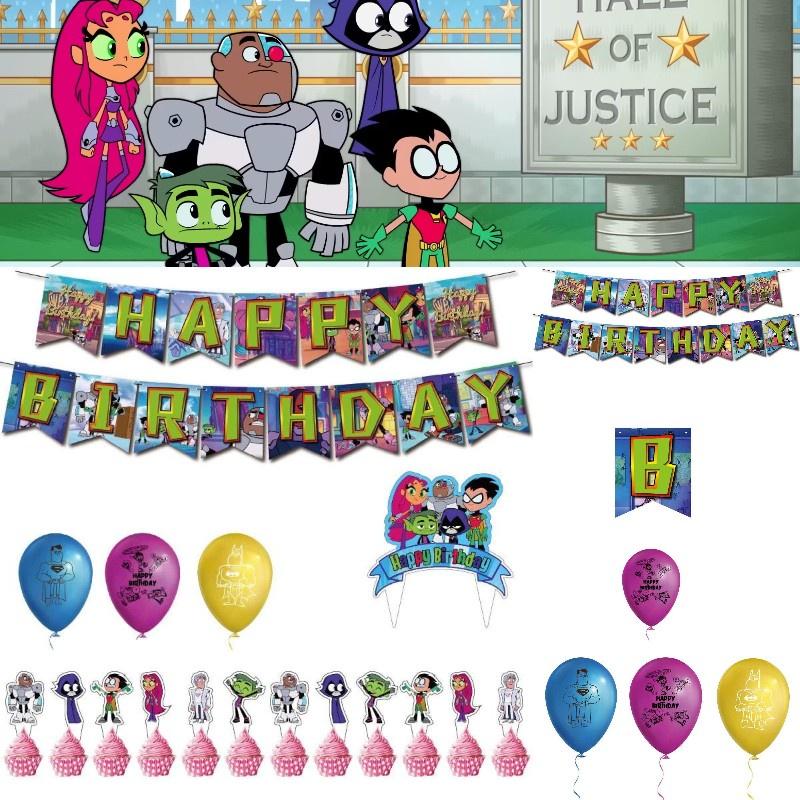Colorful Teen Titans Go Party Decor Set Safe Eco-friendly Materials High-quality Paper 32pcs