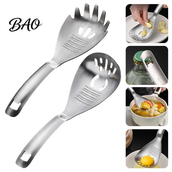 Compact Garlic Ginger Mincer Stainless Steel Slotted Spoon with Bottle Opener & Grater, Fine Tooth Grater Manual Grinder for Puree Paste, Rust-Proof