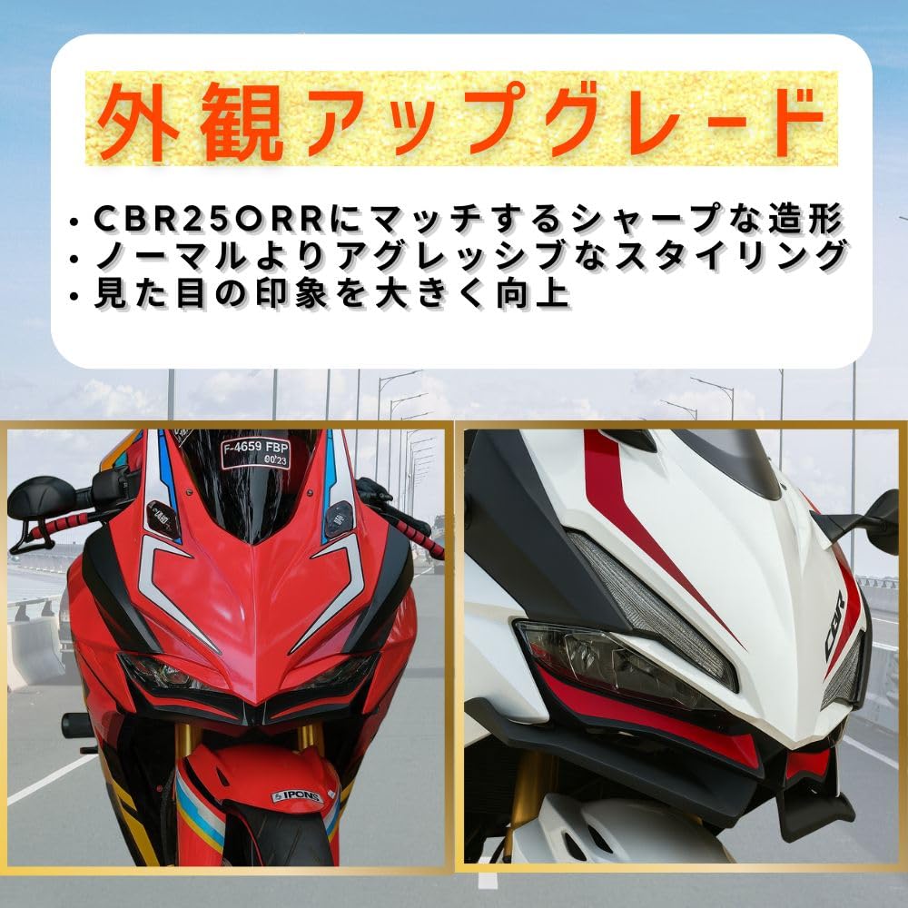 Front Fairing Aerodynamic Side and Aero Spoiler Custom Parts for Honda CBR250RR One+lifestyle Winglets, Wings, 2017-2024 (Black)