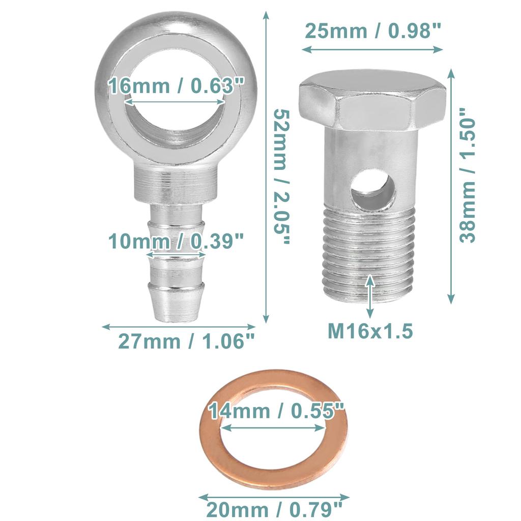 ACROPIX Banjo Bolt Hose Barb Fittings Banjo Fittings Fuel Line with Screw Washers for