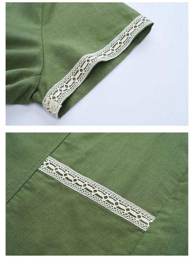 Women's Summer Cotton-Linen Dress: Petite, Slimming, Loose-Fit for Middle-Aged Moms