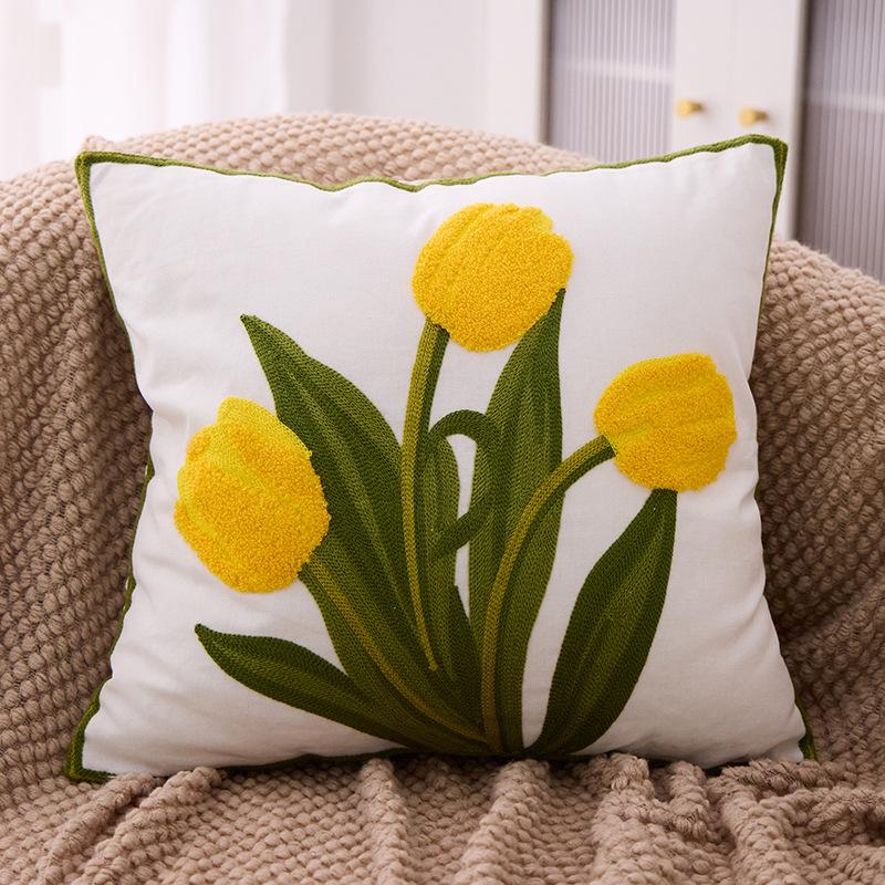 Embroidered Towel Cushion Pillow, Dropshipping, Ins-style Sofa Pillow, Home Bedside Cushion
