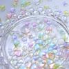 100pcs 3D Transparent Colorful Love Heart Charm Nail Art Rhinestone Decoration DIY Manicure Accessories Nail Stylist Supplies