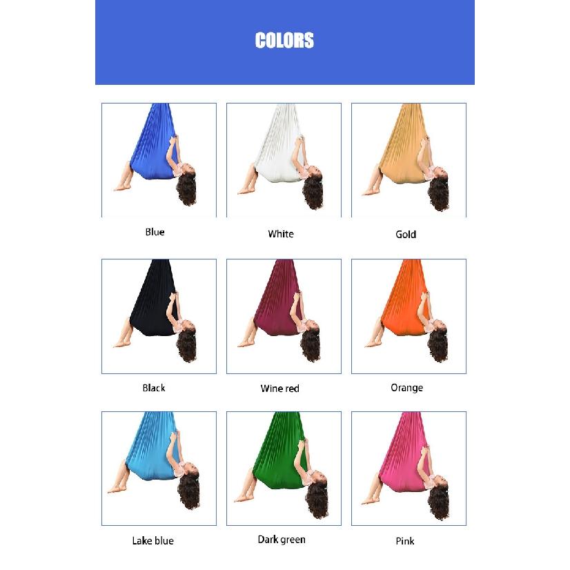 150x280cm Full Set Kids Home Hanging Swing Seat Yoga Fitness Hammock Nylon Elastic Therapy Cuddle Wrap Aerial Yoga